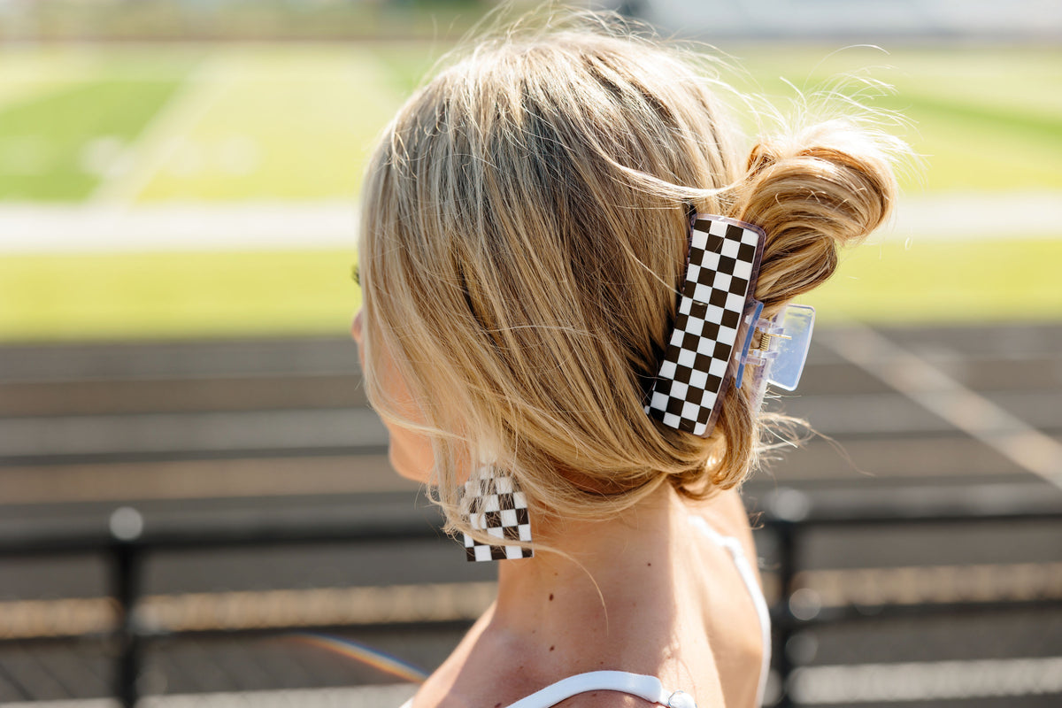Game Day Large Checkered Hair Clip – TLD Designs
