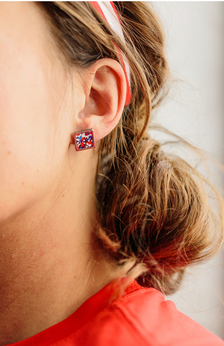 Glitter Square Studs